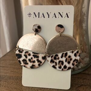 Leopard Print Gold Oversized Earrings